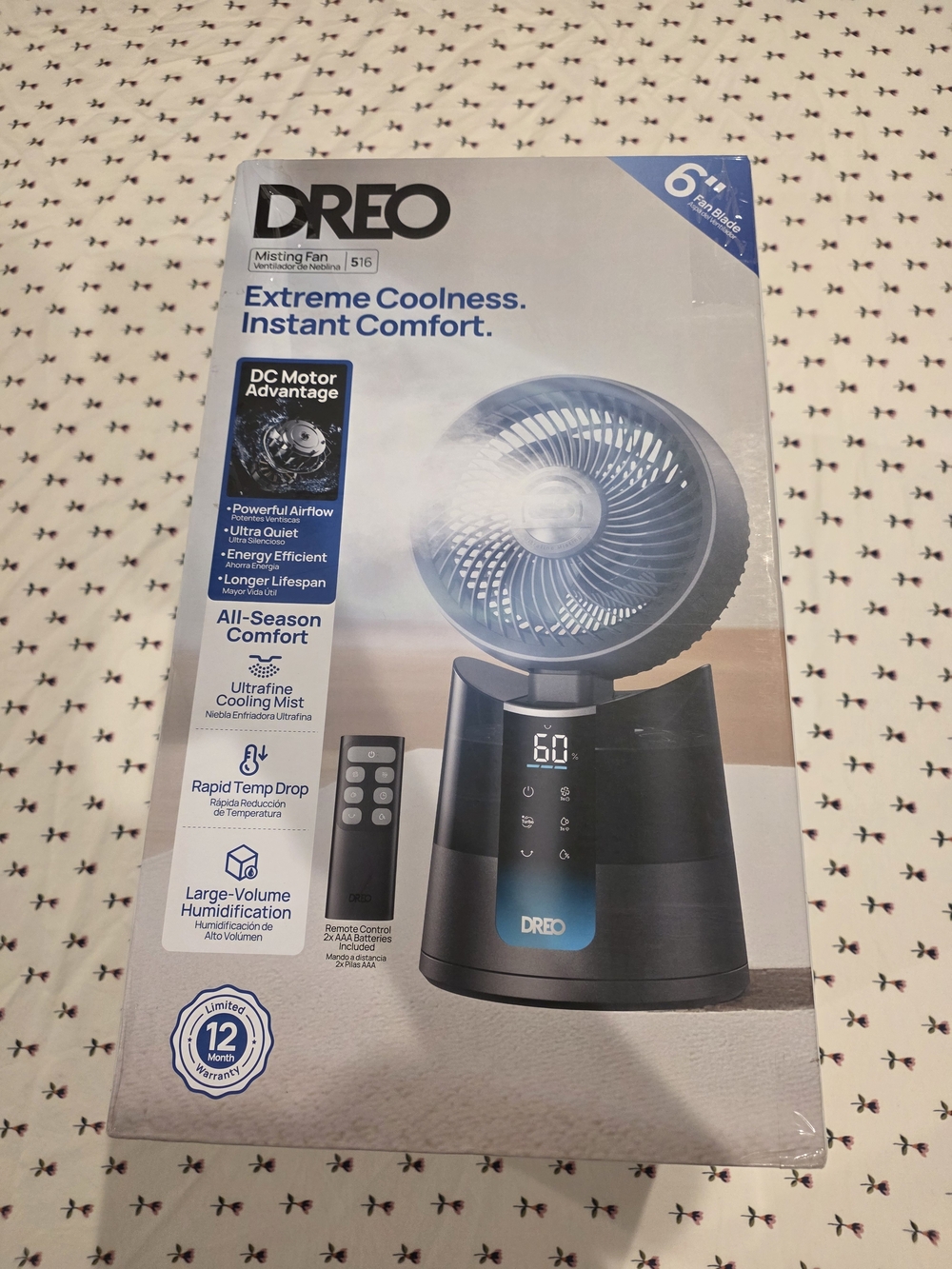 Dreo 6" Black Misting Fan with DC Motor - Black